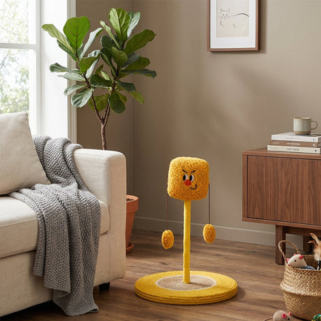 Yellow plush rocking fruit cat scratcher and bed – product view 12
