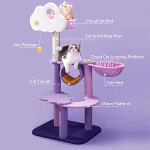 Multilevel Cat Tree Scratching Post with Playhouse and Interactive Toys