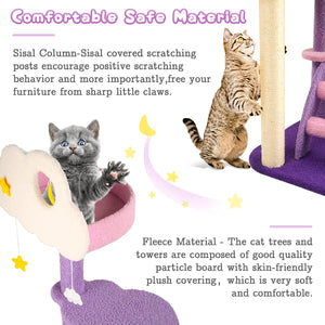 Multilevel Cat Tree Scratching Post with Playhouse and Interactive Toys