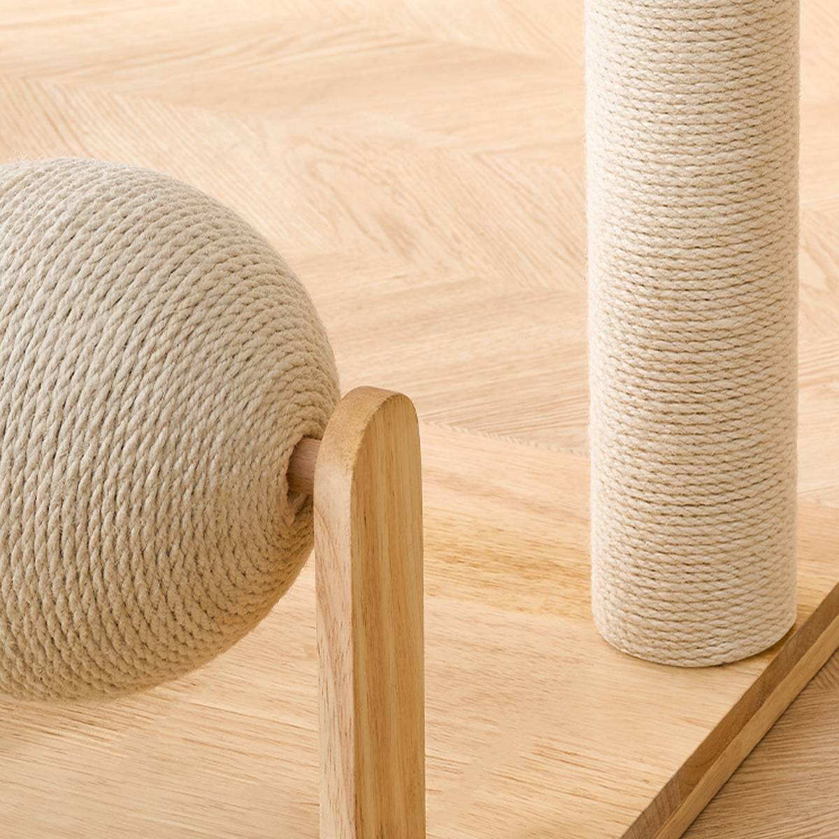 Solid Wood Cat Tree With Sisal Post And Capsule