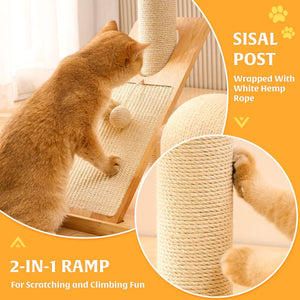 Solid Wood Cat Tree With Sisal Post And Capsule