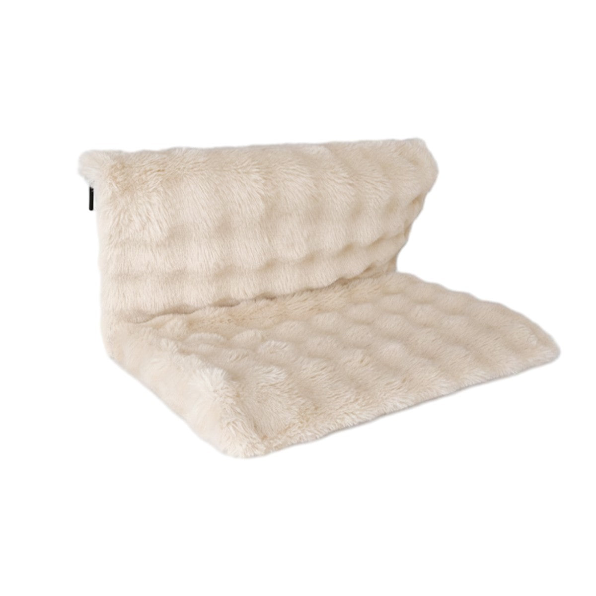 Beige Plush Bedside Cat Hammock with Backrest