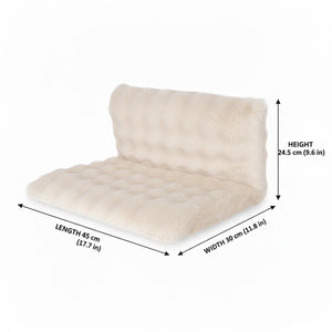 Beige Plush Bedside Cat Hammock with Backrest