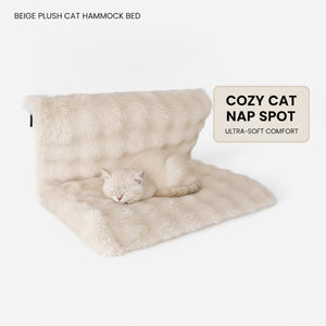 Beige Plush Bedside Cat Hammock with Backrest