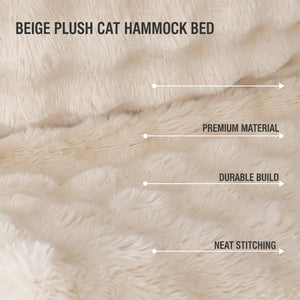 Beige Plush Bedside Cat Hammock with Backrest