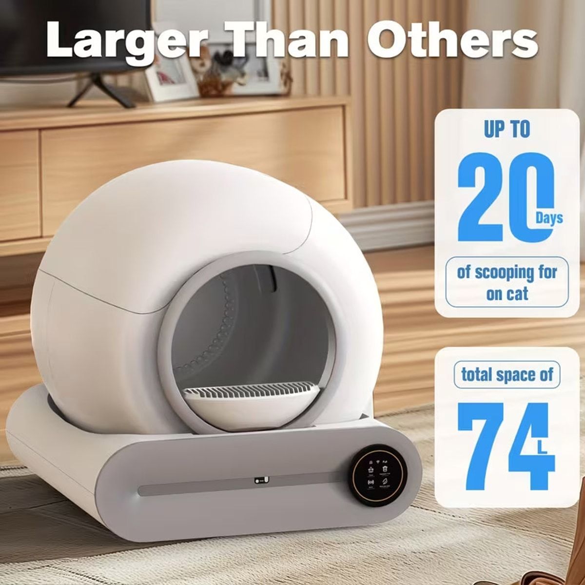 65L Automatic Cat Litter Box with App Control