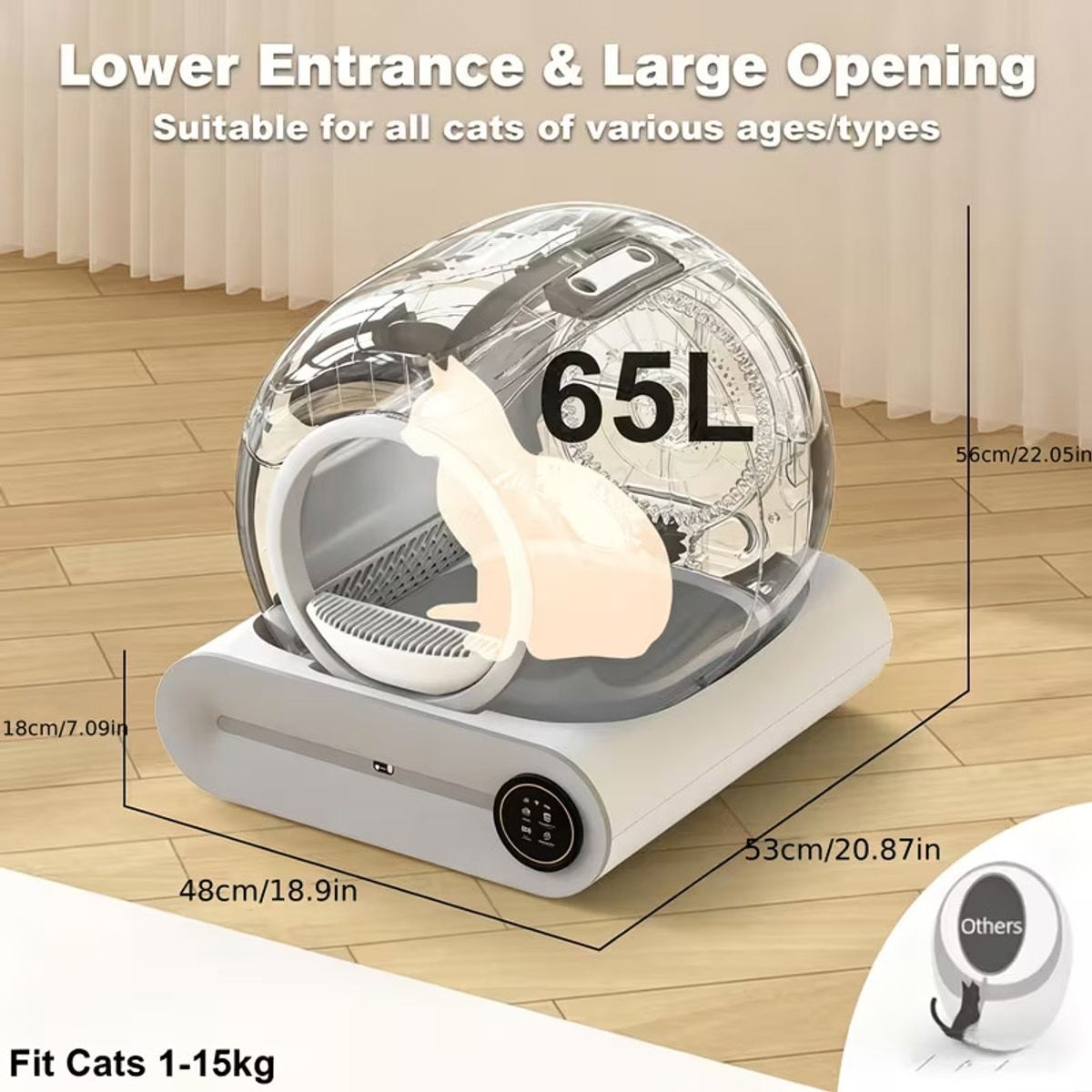 65L Automatic Cat Litter Box with App Control