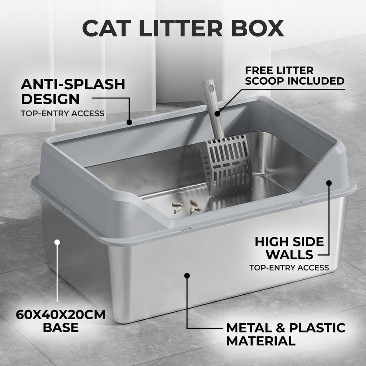 XL Top-Entry Cat Litter Box with Scoop