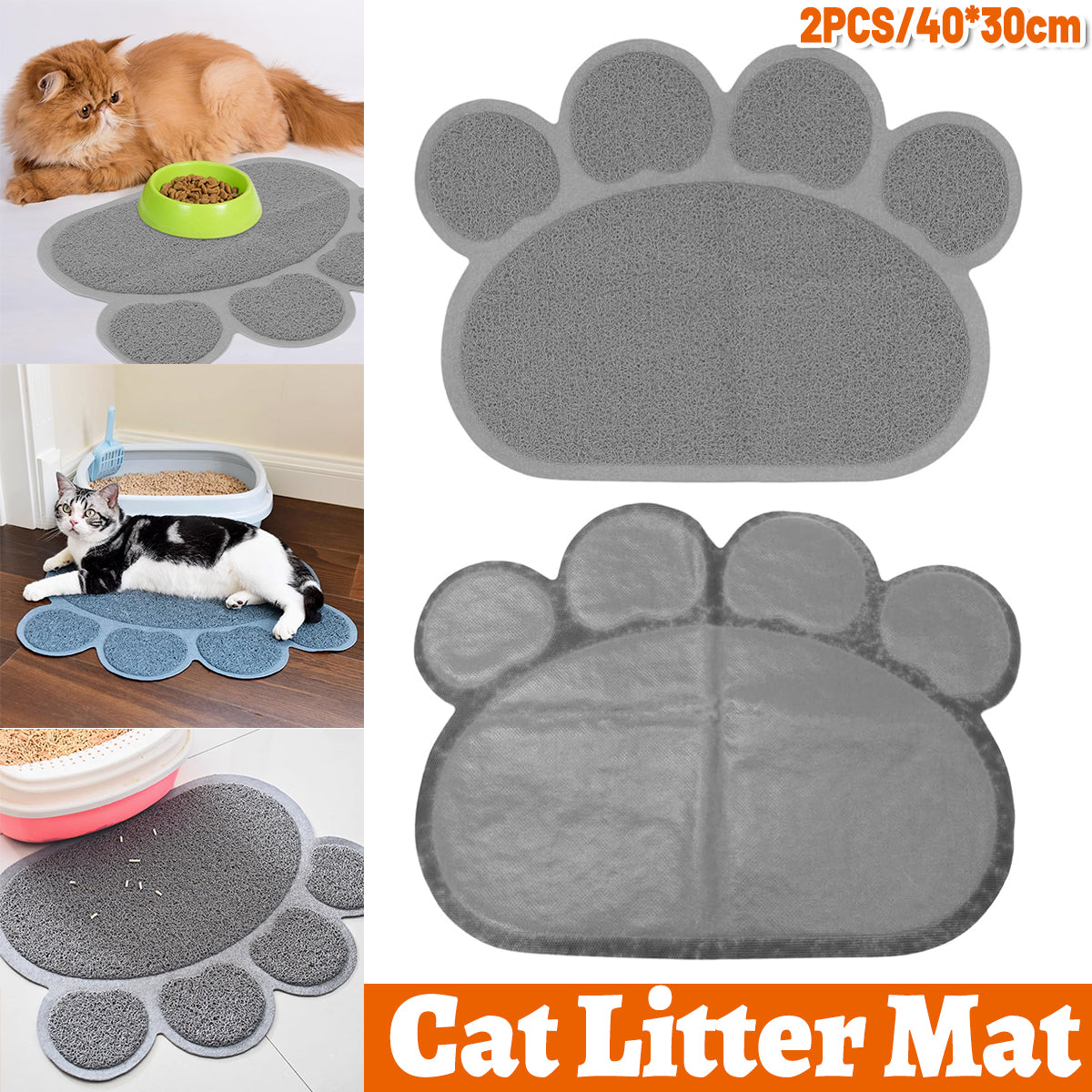 2PCS PVC Pet Litter Mat Non-Slip