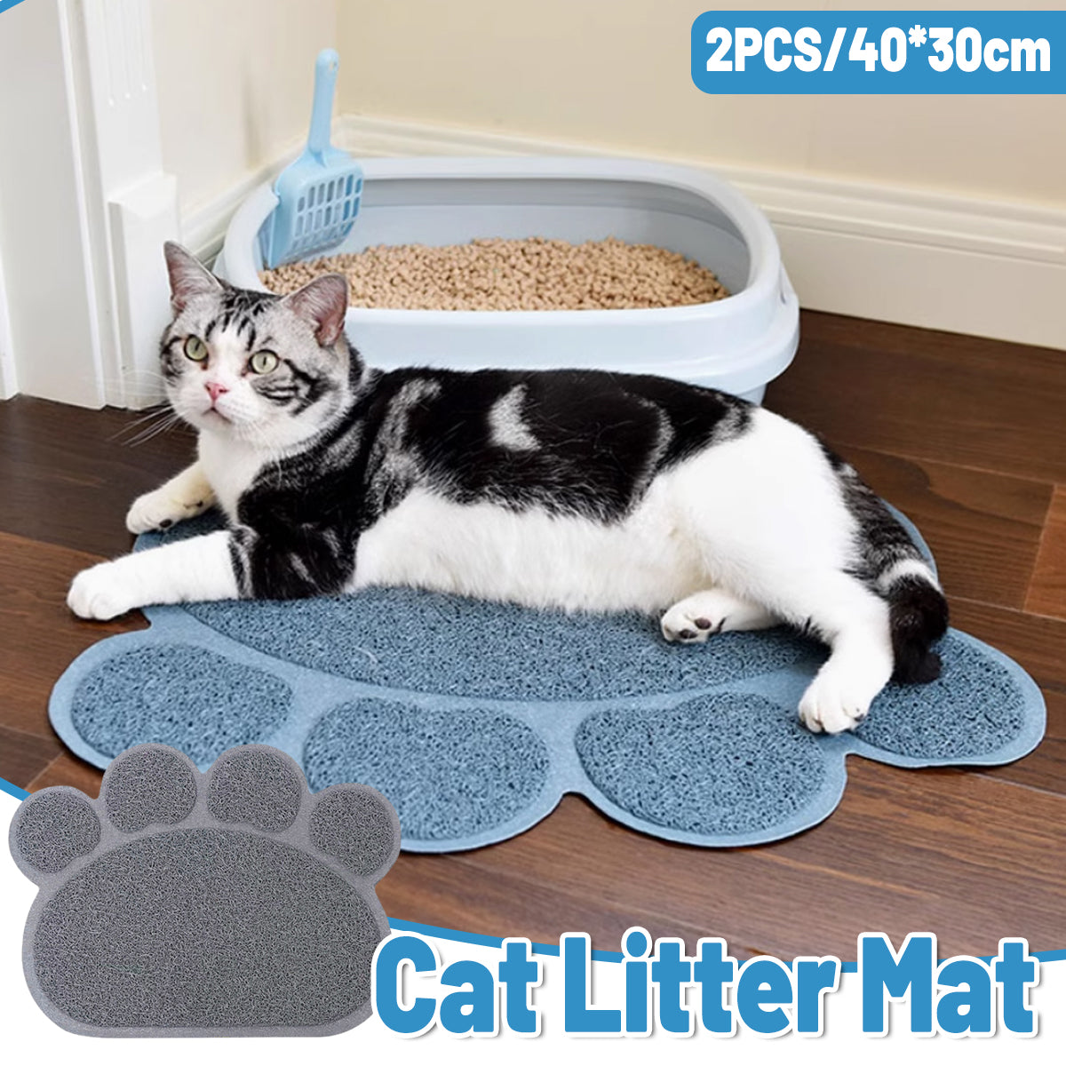 2PCS PVC Pet Litter Mat Non-Slip