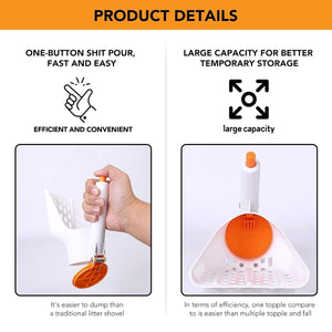 Sharp Angle Litter Scoop With One-Button Disposal For Easy Cleaning