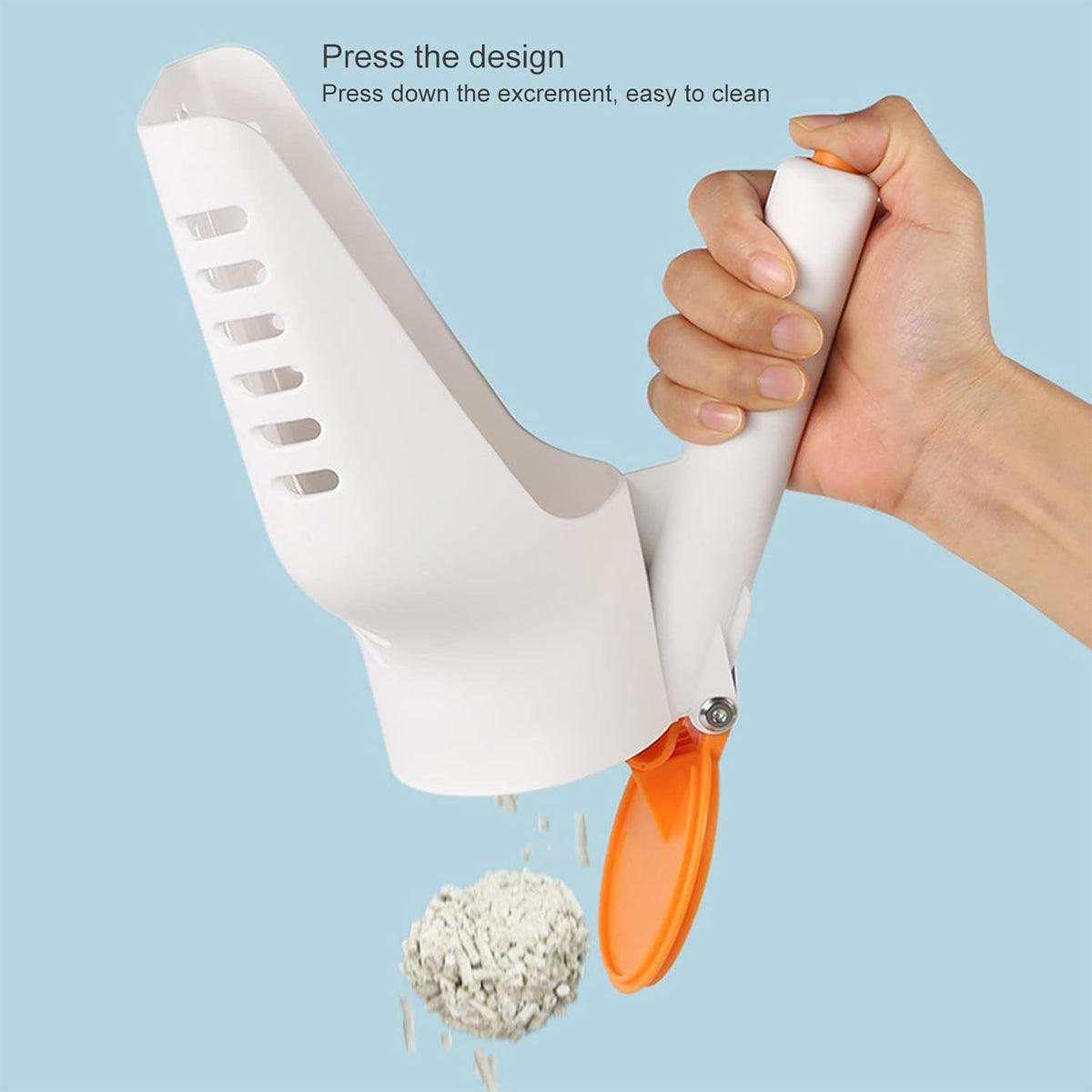 Sharp Angle Litter Scoop With One-Button Disposal For Easy Cleaning