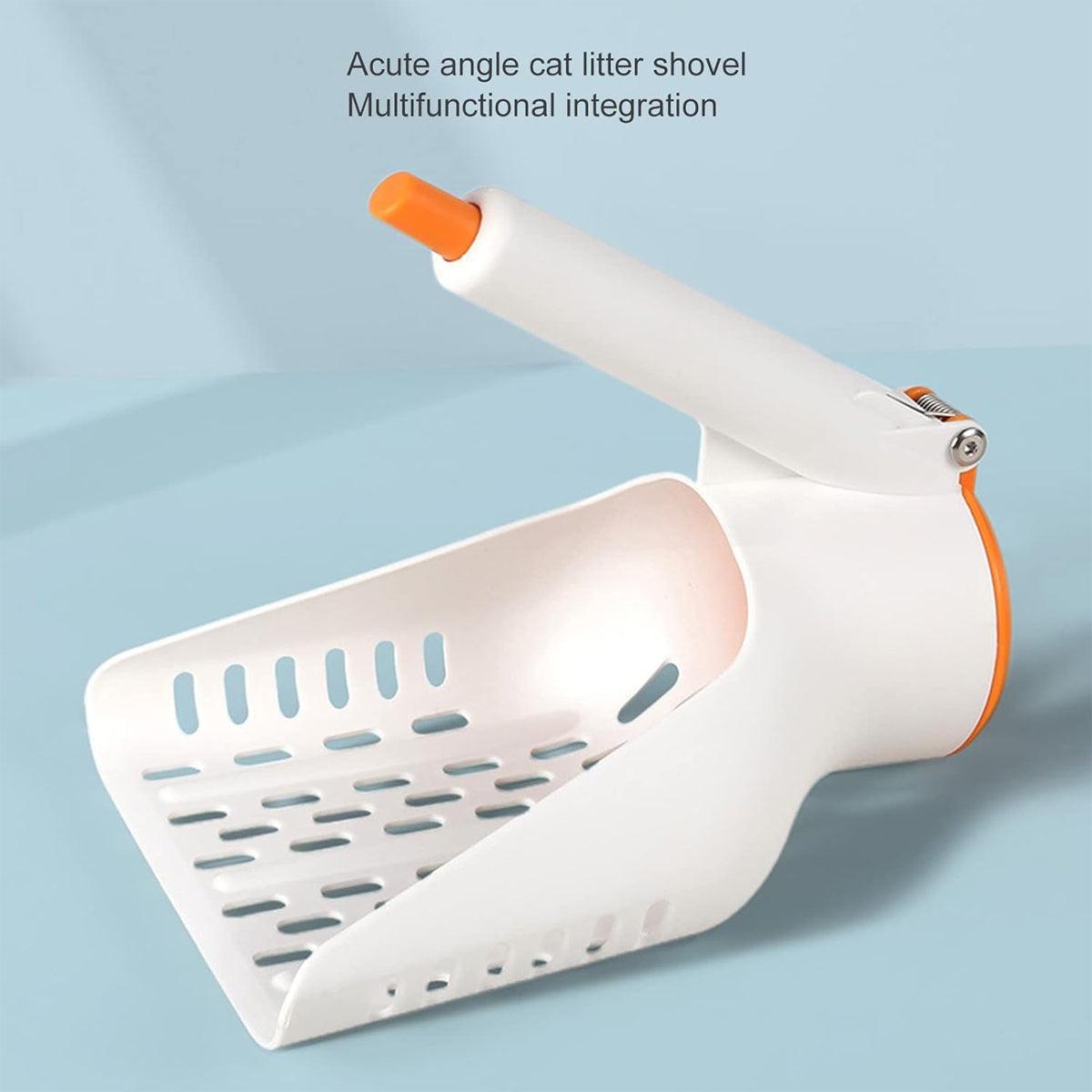 Sharp Angle Litter Scoop With One-Button Disposal For Easy Cleaning