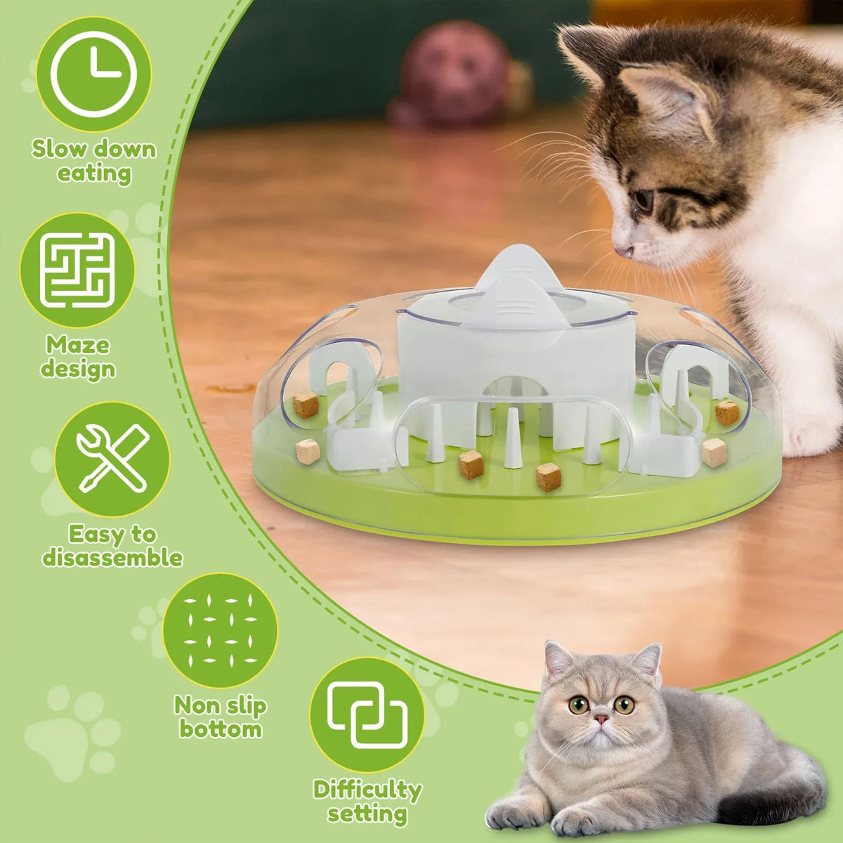 Interactive Slow Feeder Cat Bowl with Maze Design for Healthy Eating