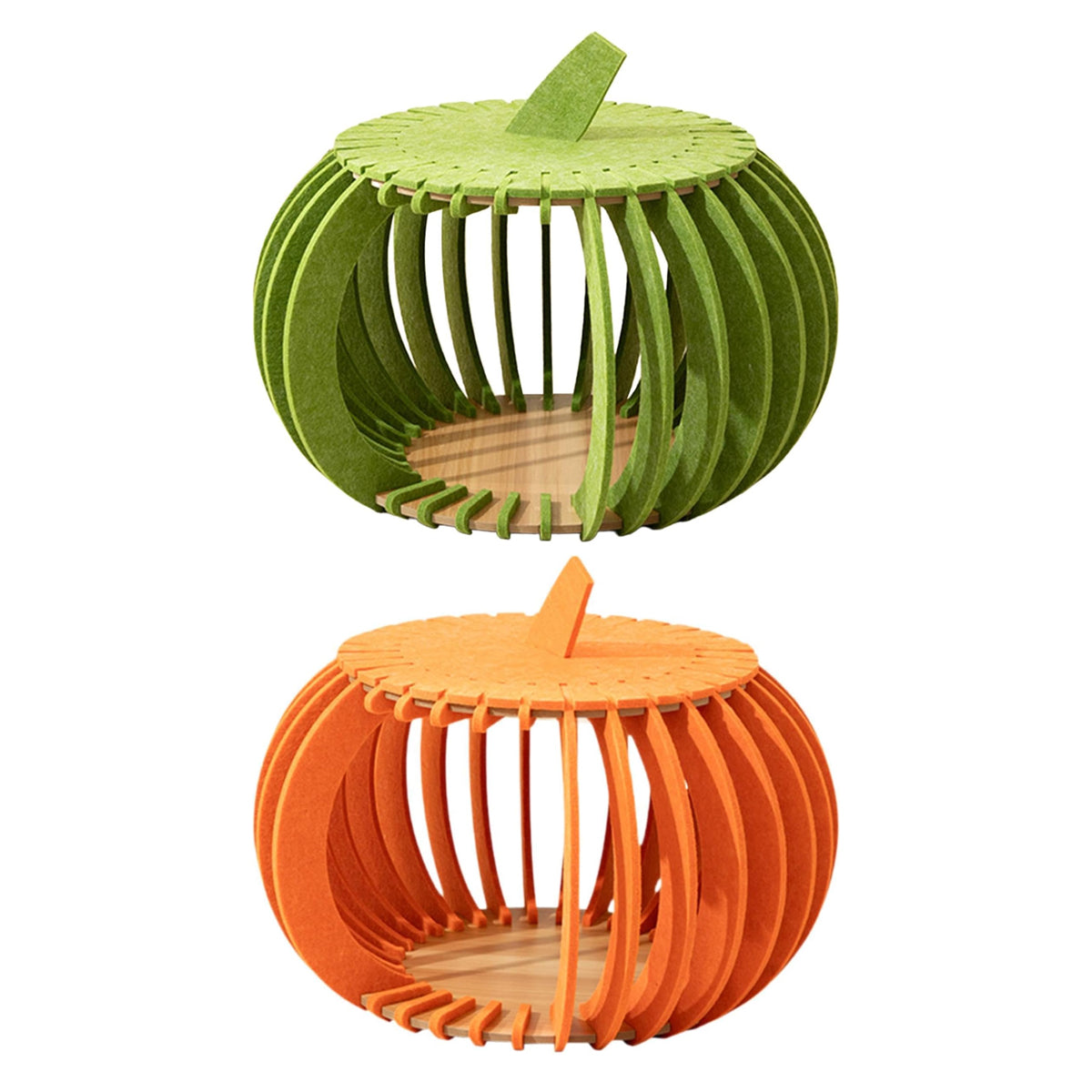 Pumpkin Felt Cat House Bed with Wooden Base 2 Colours