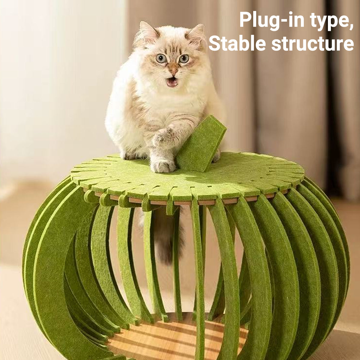 Pumpkin Felt Cat House Bed with Wooden Base 2 Colours