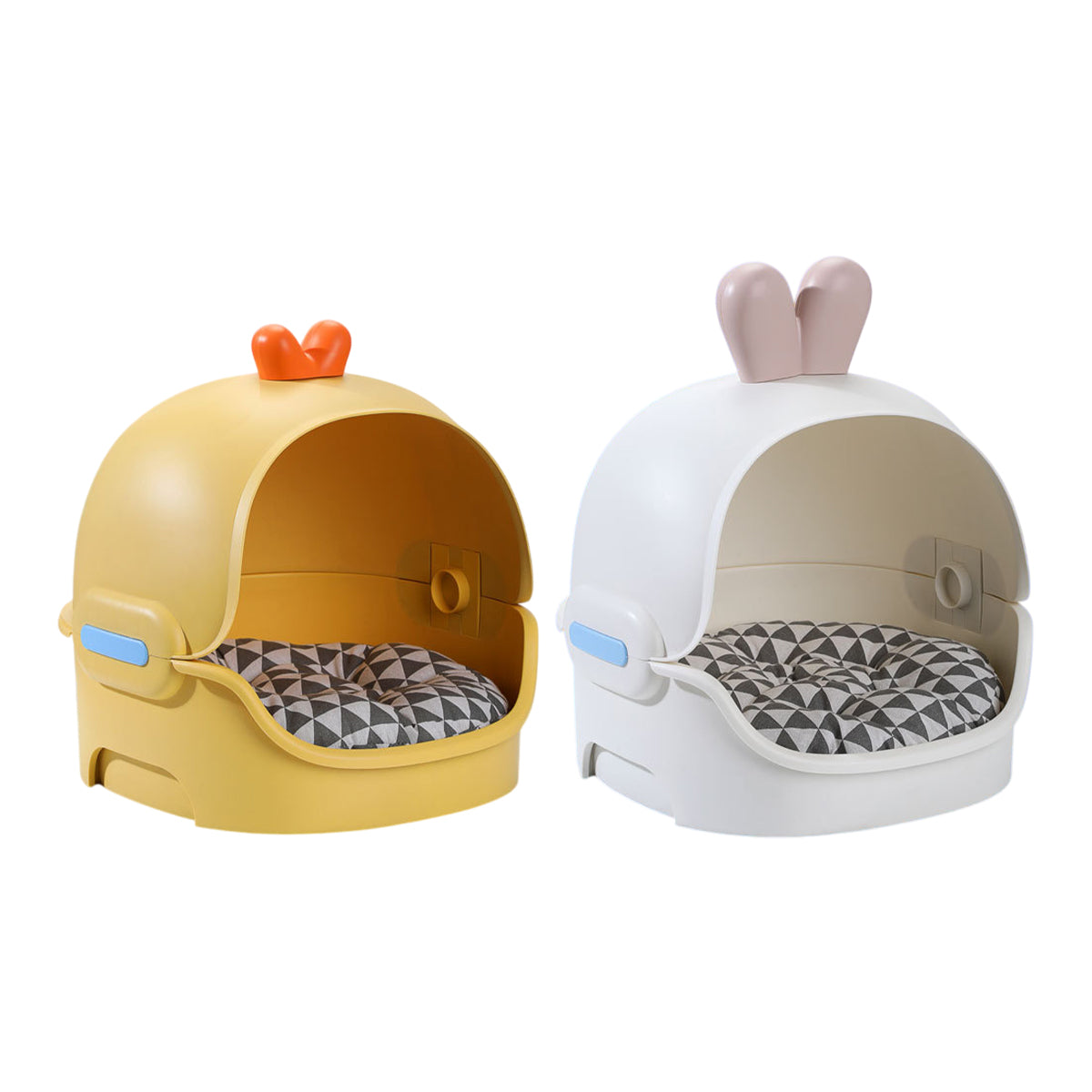 Semi-Enclosed Cat Bed With Cushion Duck Or Rabbit Design