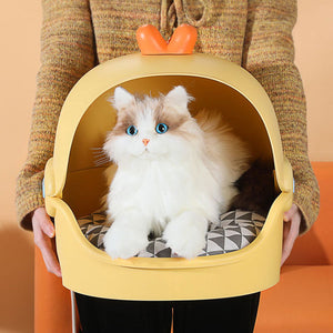 Semi-Enclosed Cat Bed With Cushion Duck Or Rabbit Design