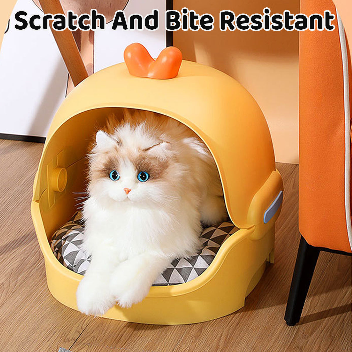 Semi-Enclosed Cat Bed With Cushion Duck Or Rabbit Design