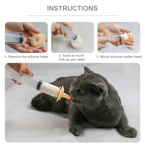 Kitten Puppy Pet Feeding Syringe Feeder Cat Dog Nursing Bottle with Pacifier