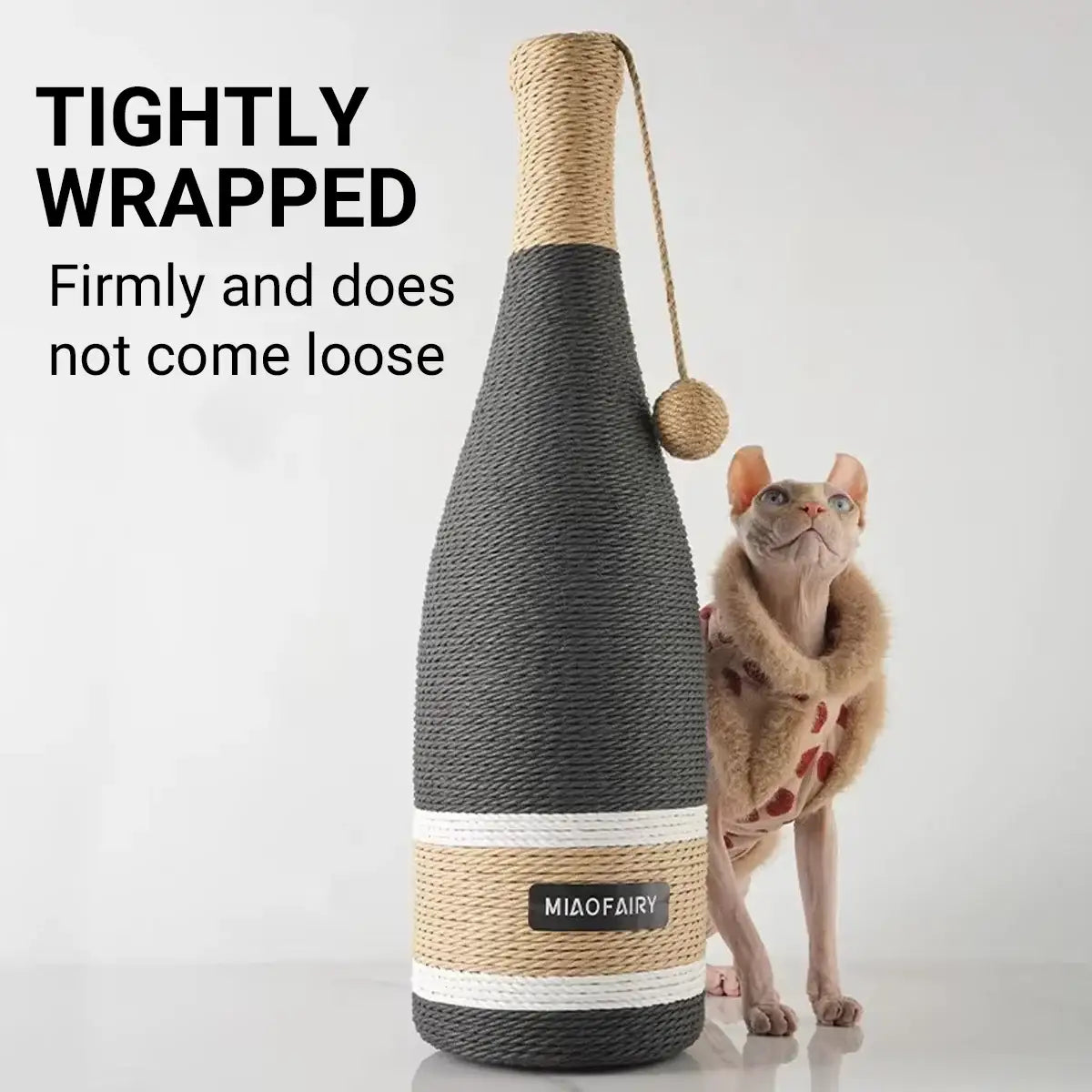 Wine Bottle Shaped Cat Scratching Post Stylish Hemp Rope Toy