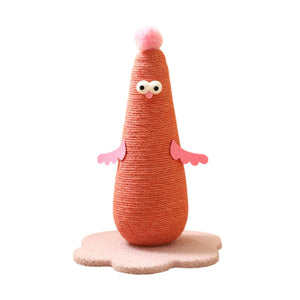 Compact Cat Scratch Post with Plush Ball and Velvet Base