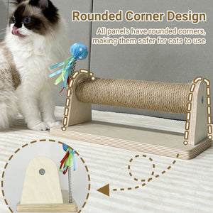 Compact Sisal Cat Scratching Post With Wooden Base and Toy Ball