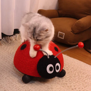 Ladybug Cat Scratching Post with Sisal Rope and Flannel Base
