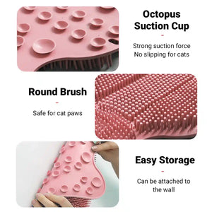 Cat Self Groomer Brush Wall-Mounted Silicone Grooming Pad for Cats