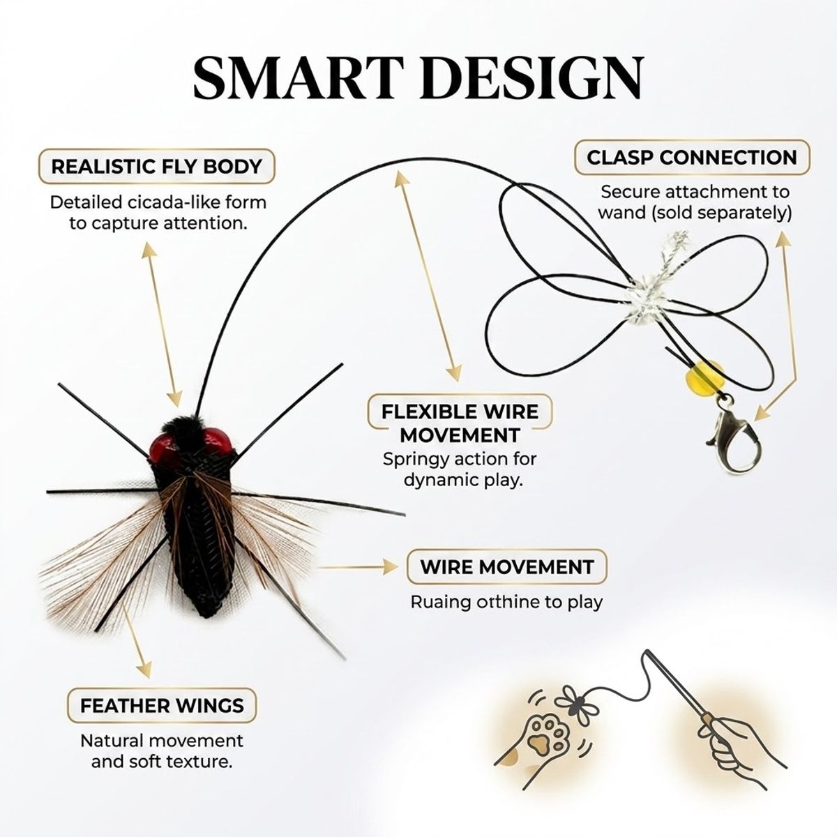 Fly Cat Teaser Attachment with 35cm Line