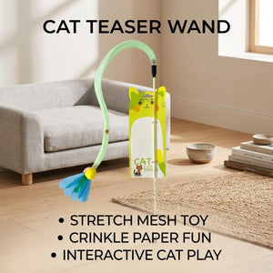 42cm Cat Teaser Wand with Flexible Mesh Toy