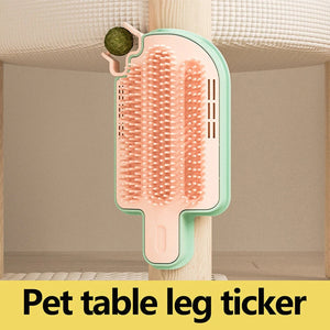 Wall-Mounted Ice Cream Cat Grooming Brush with Catnip or Teaser