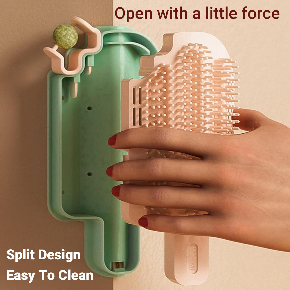 Wall-Mounted Ice Cream Cat Grooming Brush with Catnip or Teaser