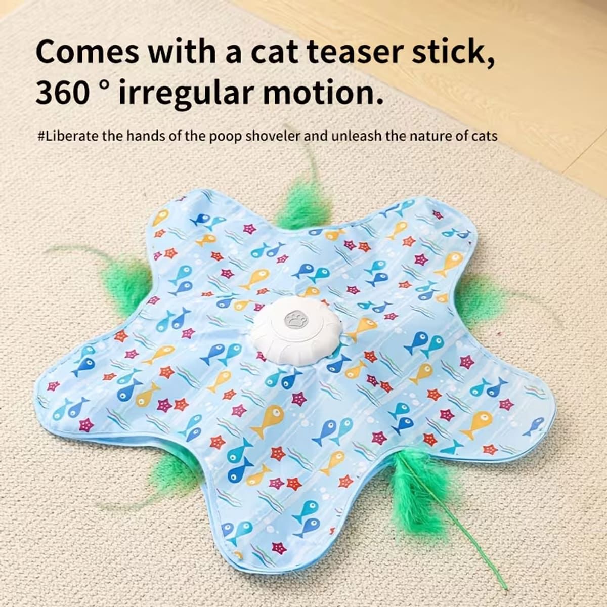 Blue Electronic Interactive Cat Toy with Teaser