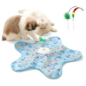 Blue Electronic Interactive Cat Toy with Teaser