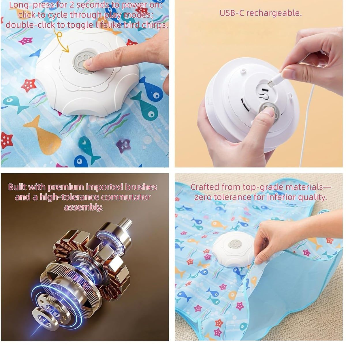 Blue Electronic Interactive Cat Toy with Teaser