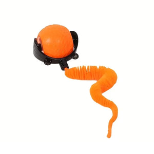 Orange Interactive Cat Rolling Ball with Tail