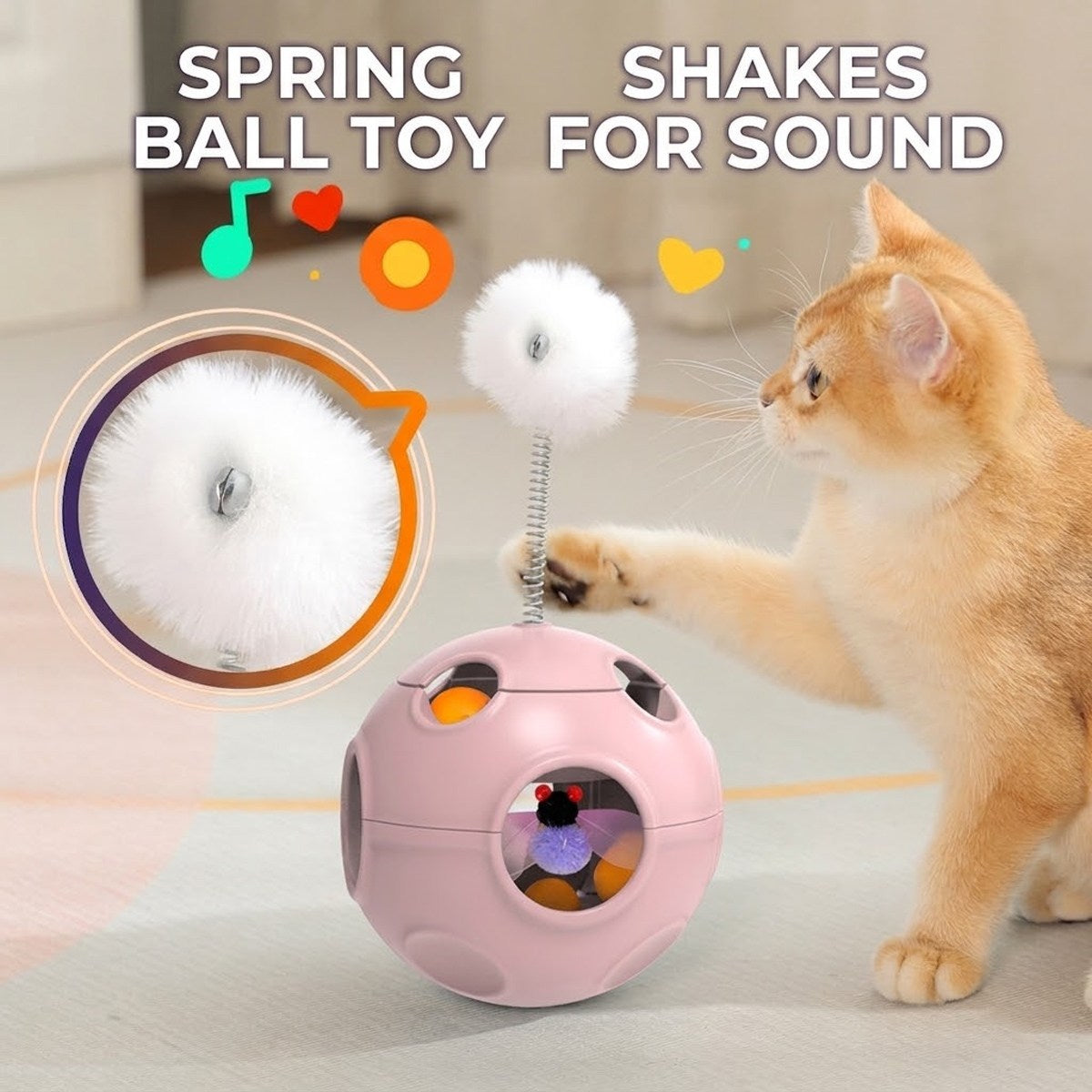 Cat Tumbler Toy - Catnip Spring Fluffy Ball Self-Play