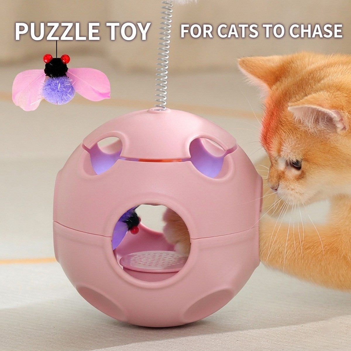 Cat Tumbler Toy - Catnip Spring Fluffy Ball Self-Play