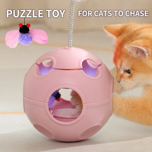 Cat Tumbler Toy - Catnip Spring Fluffy Ball Self-Play