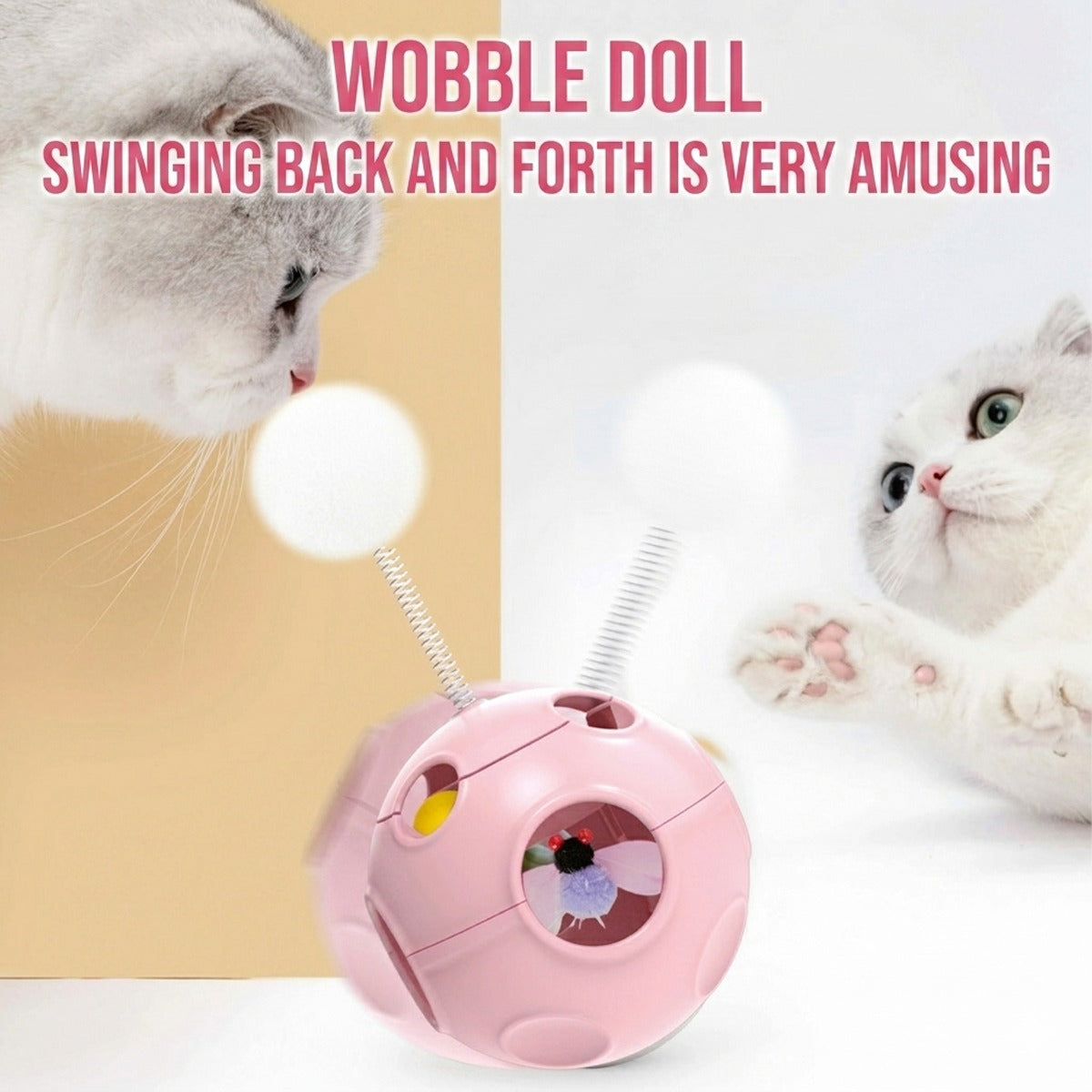 Cat Tumbler Toy - Catnip Spring Fluffy Ball Self-Play