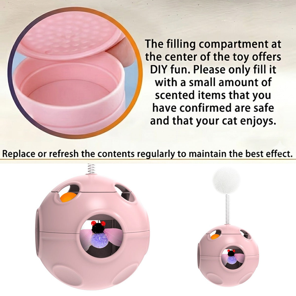 Cat Tumbler Toy - Catnip Spring Fluffy Ball Self-Play