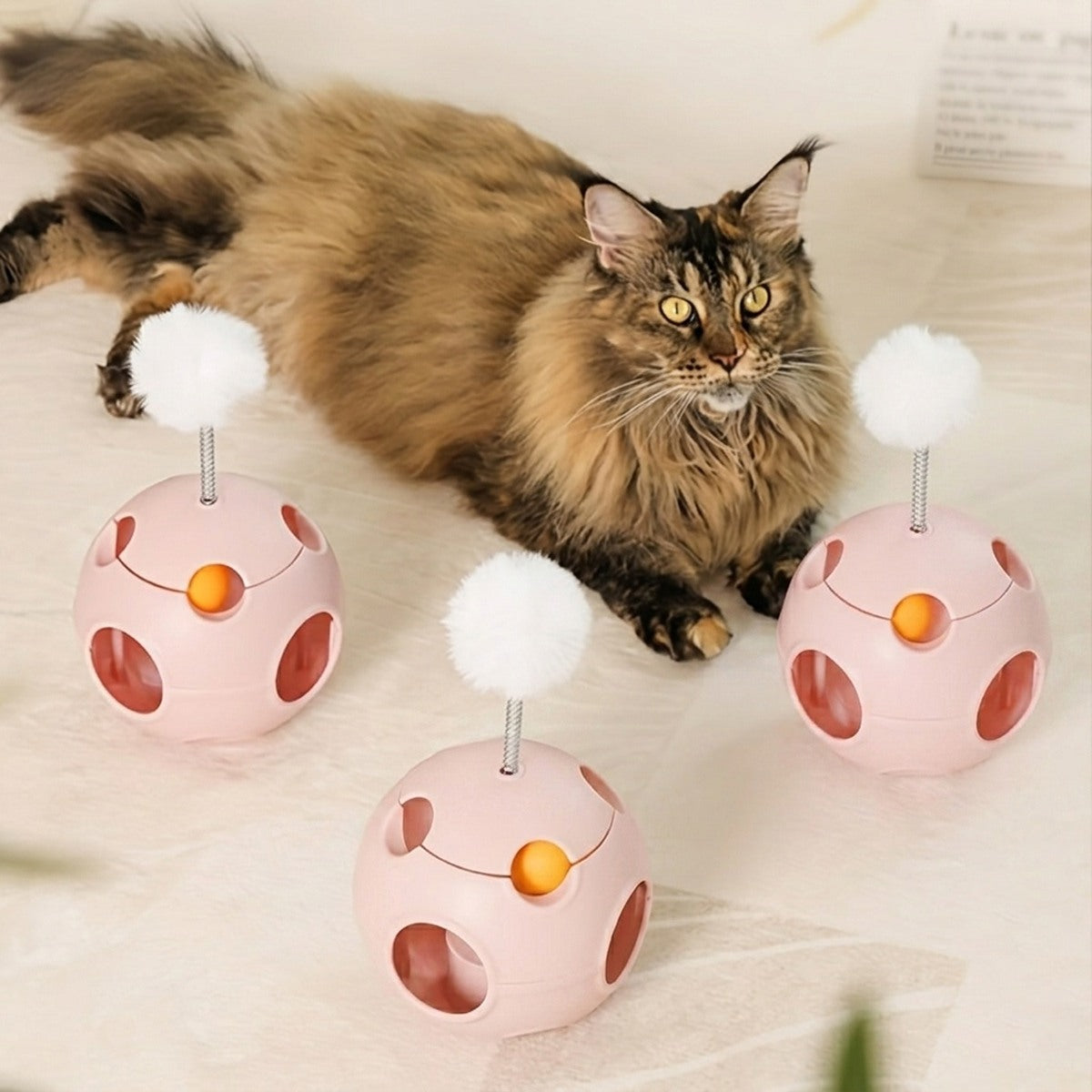 Cat Tumbler Toy - Catnip Spring Fluffy Ball Self-Play