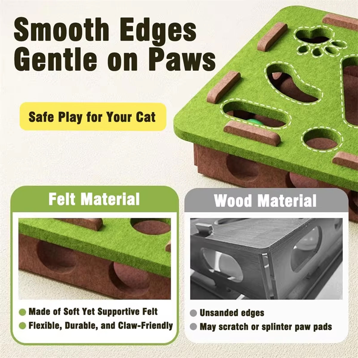 Felt Cat Puzzle Toy Maze Box 30cm Enrichment Game
