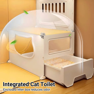 Multi-Level Cat Villa With Litter Drawer & Clear Panels