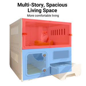 Multi-Level Cat Villa With Litter Drawer & Clear Panels