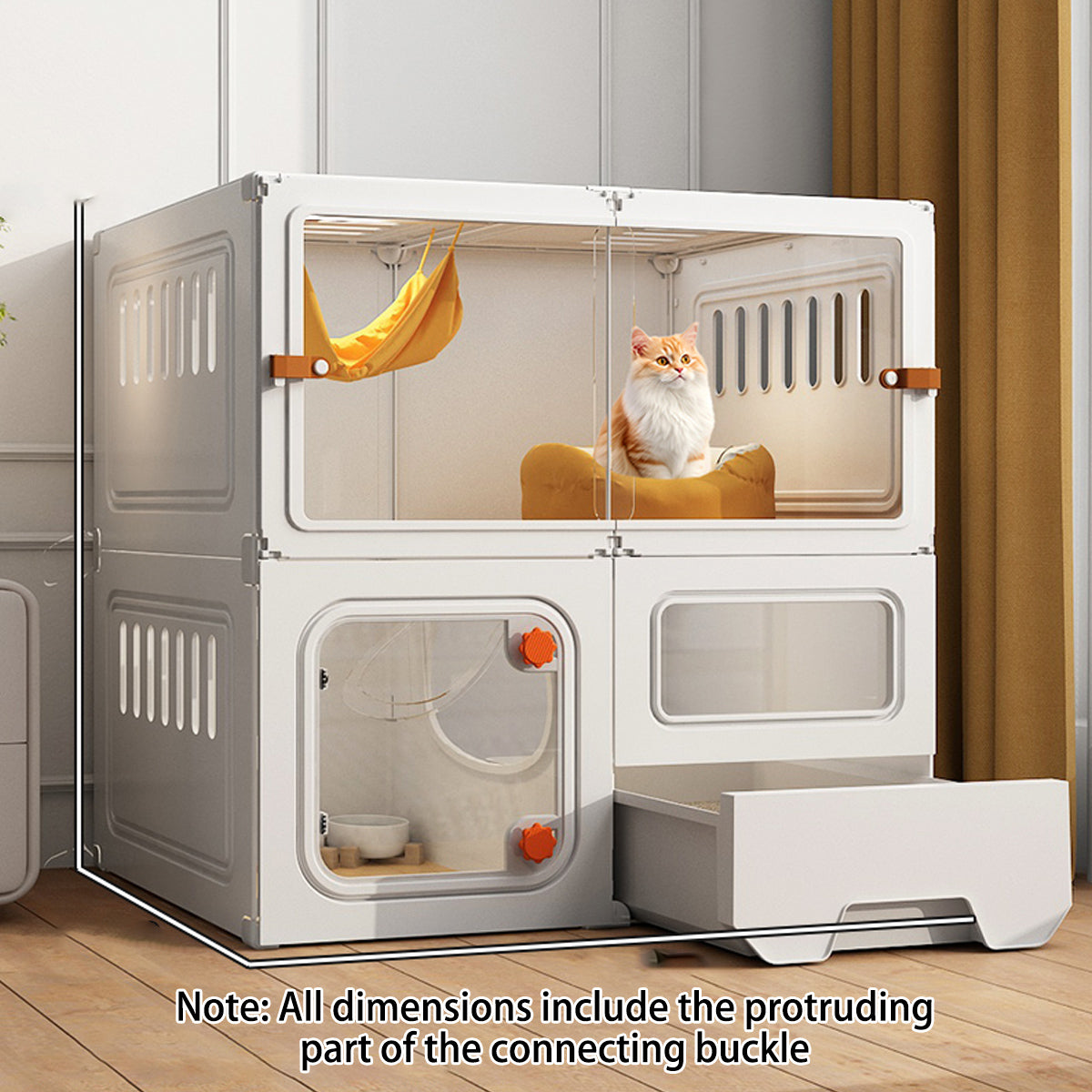 Multi-Level Cat Villa With Litter Drawer & Clear Panels