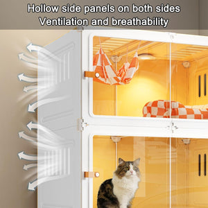 Multi-Level Cat Villa With Litter Drawer & Clear Panels