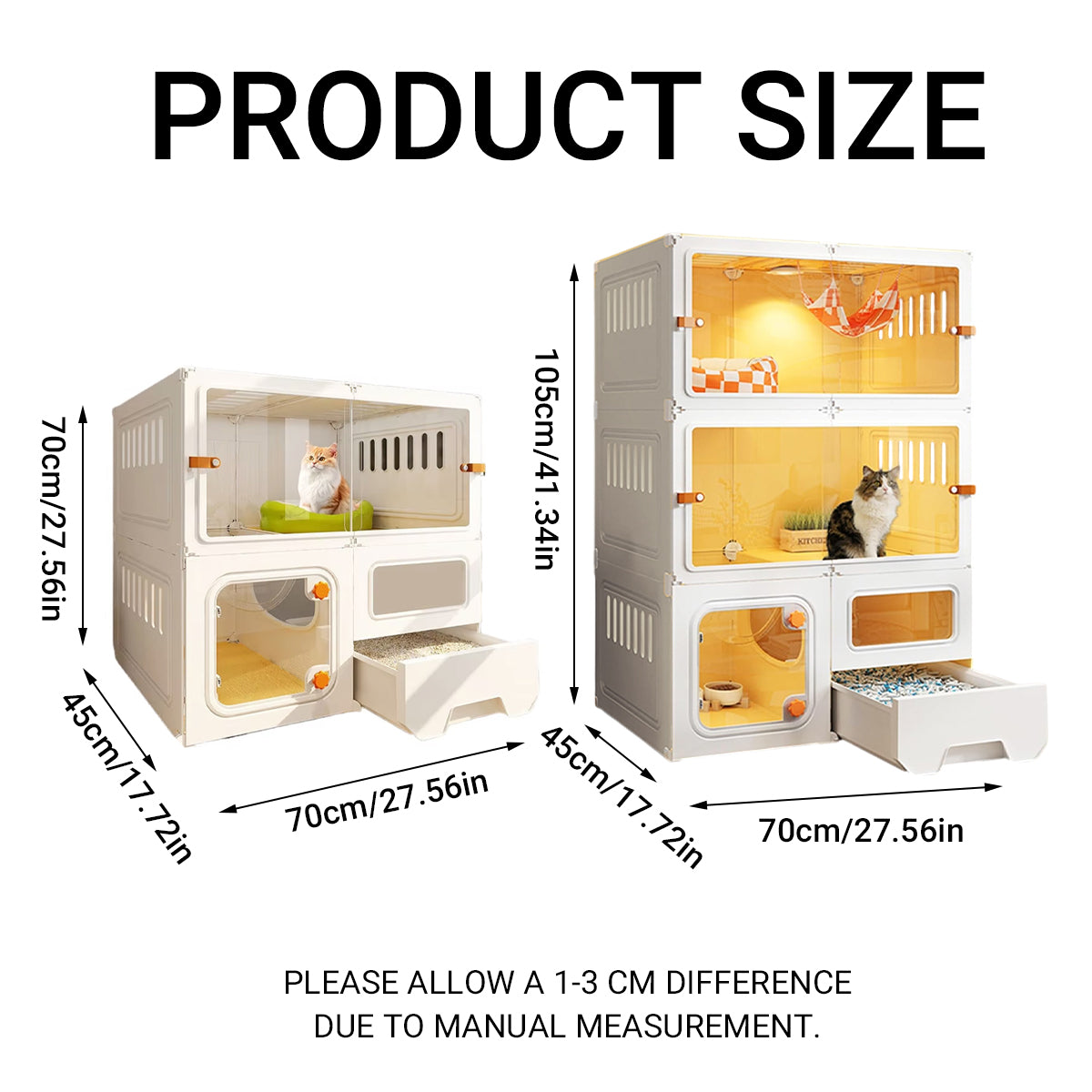 Multi-Level Cat Villa With Litter Drawer & Clear Panels