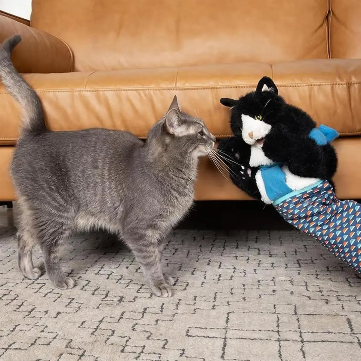 Cat Wrestling Toy Puppet with Protective Sleeve and Catnip Pockets